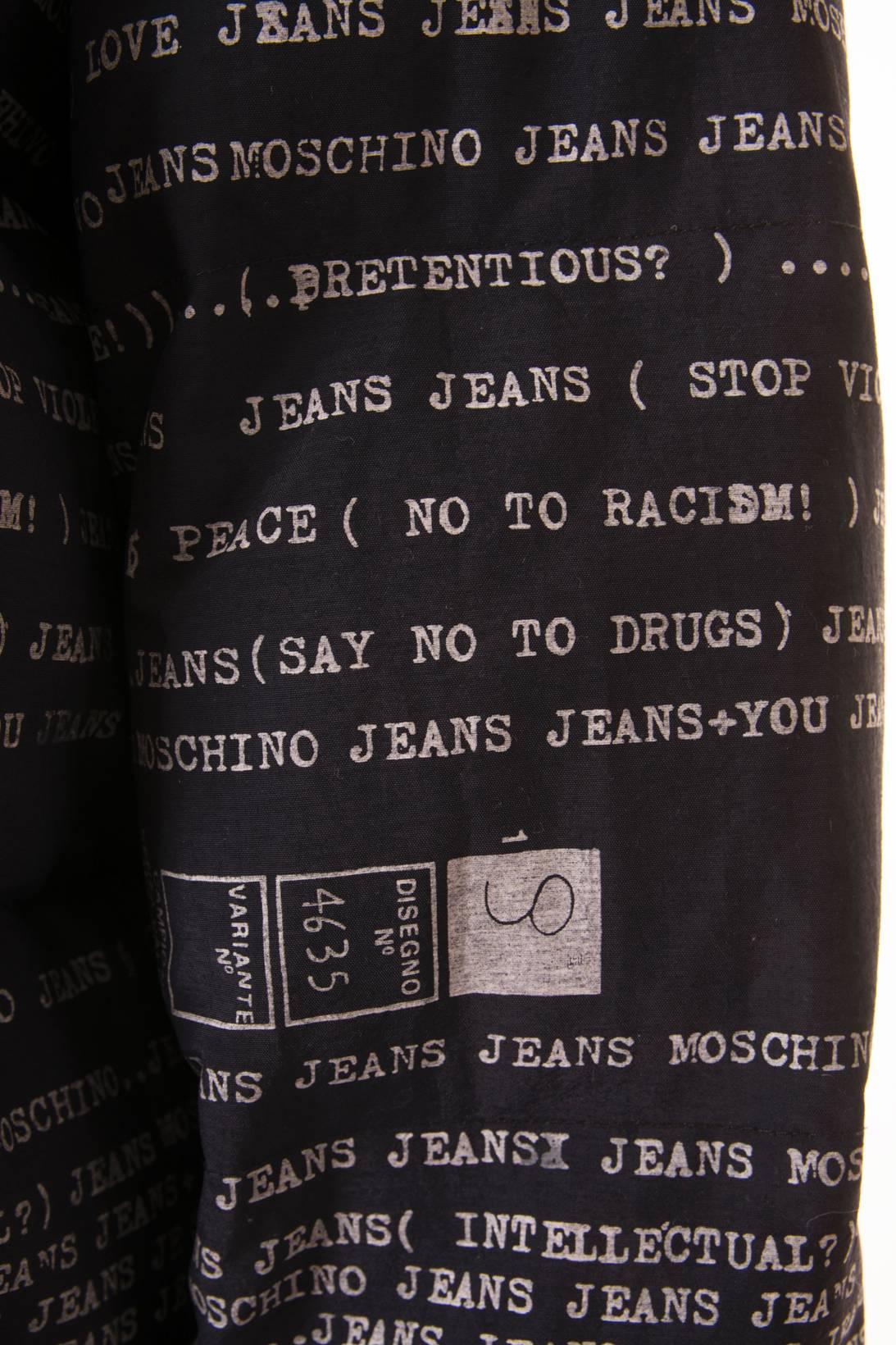 Moschino Text Print Puffer Jacket In Excellent Condition In Brunswick West, Victoria