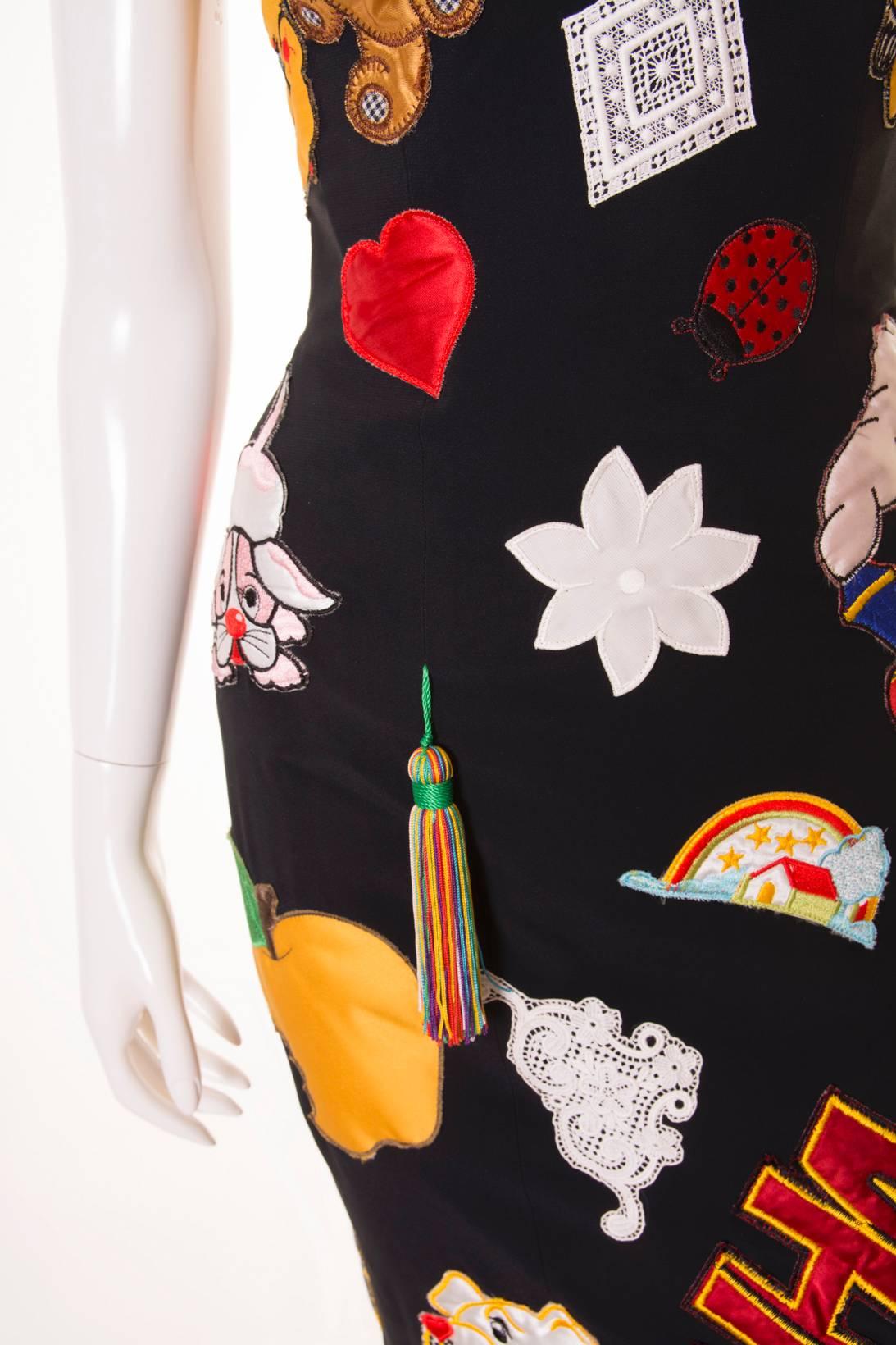 Black Documented Franco Moschino S/S 1988 Patch Dress