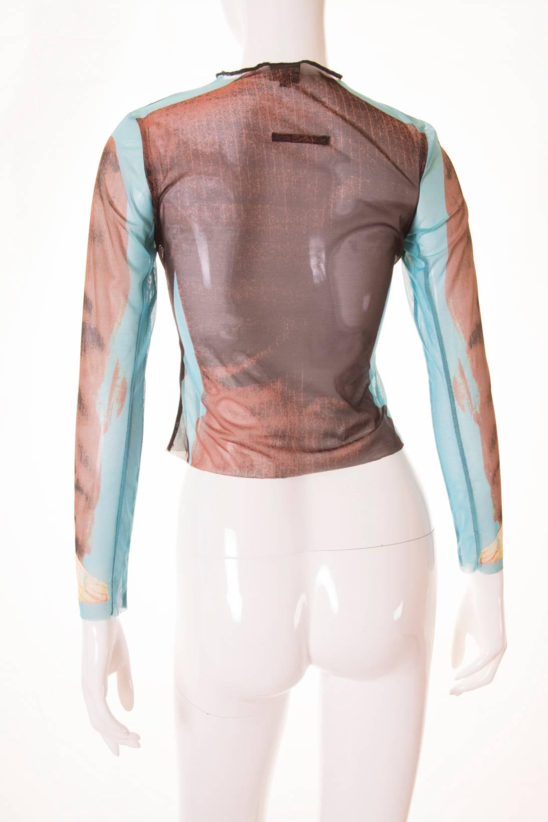 Jean Paul Gaultier Trompe L'Oeil Sheer Tuxedo Top In Excellent Condition In Brunswick West, Victoria
