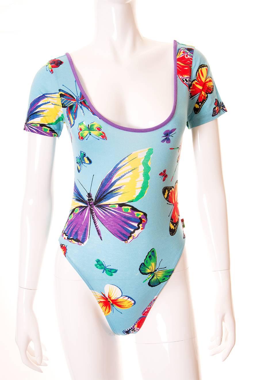 sheer butterfly print bodysuit