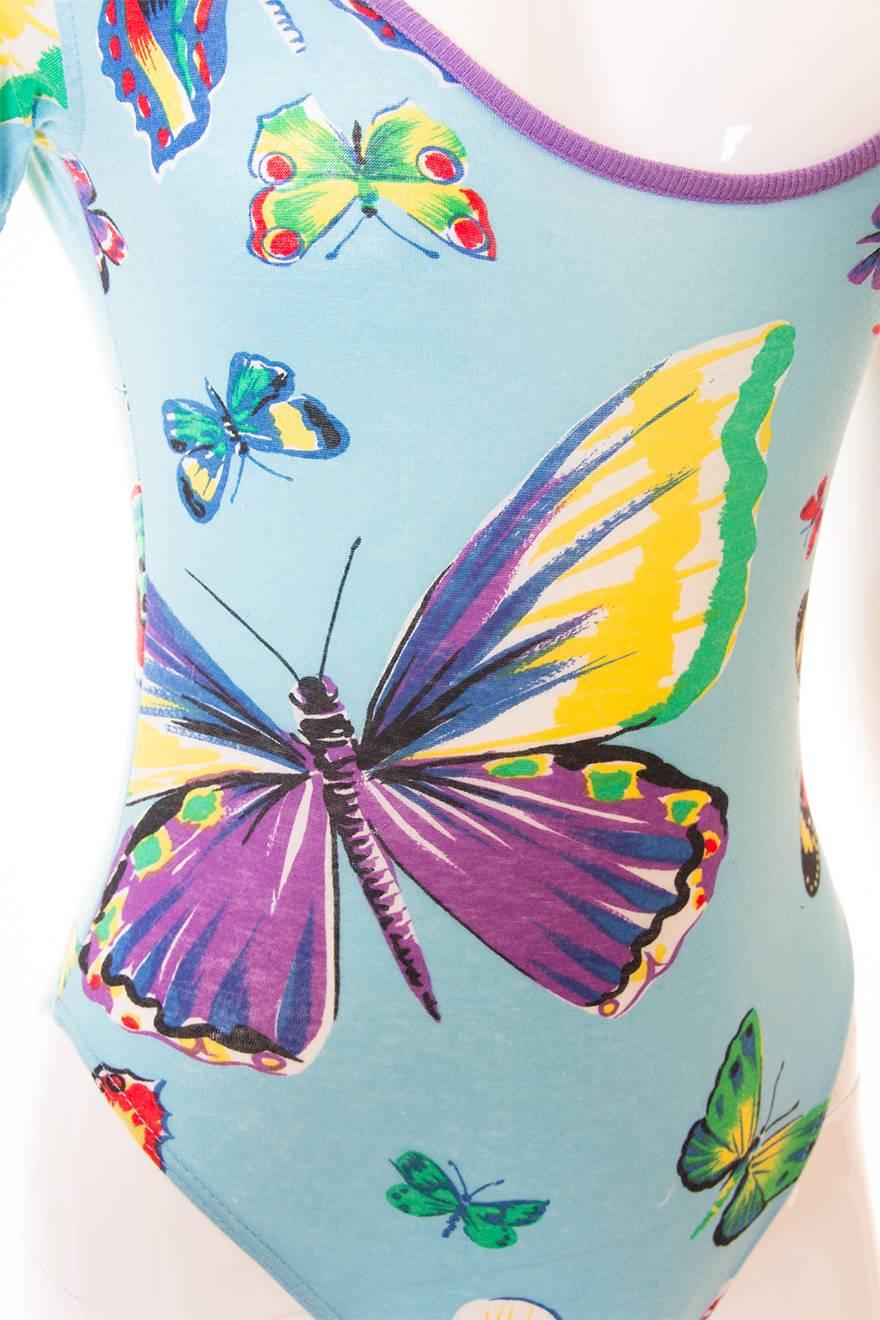 Gray Moschino Butterfly Print Bodysuit
