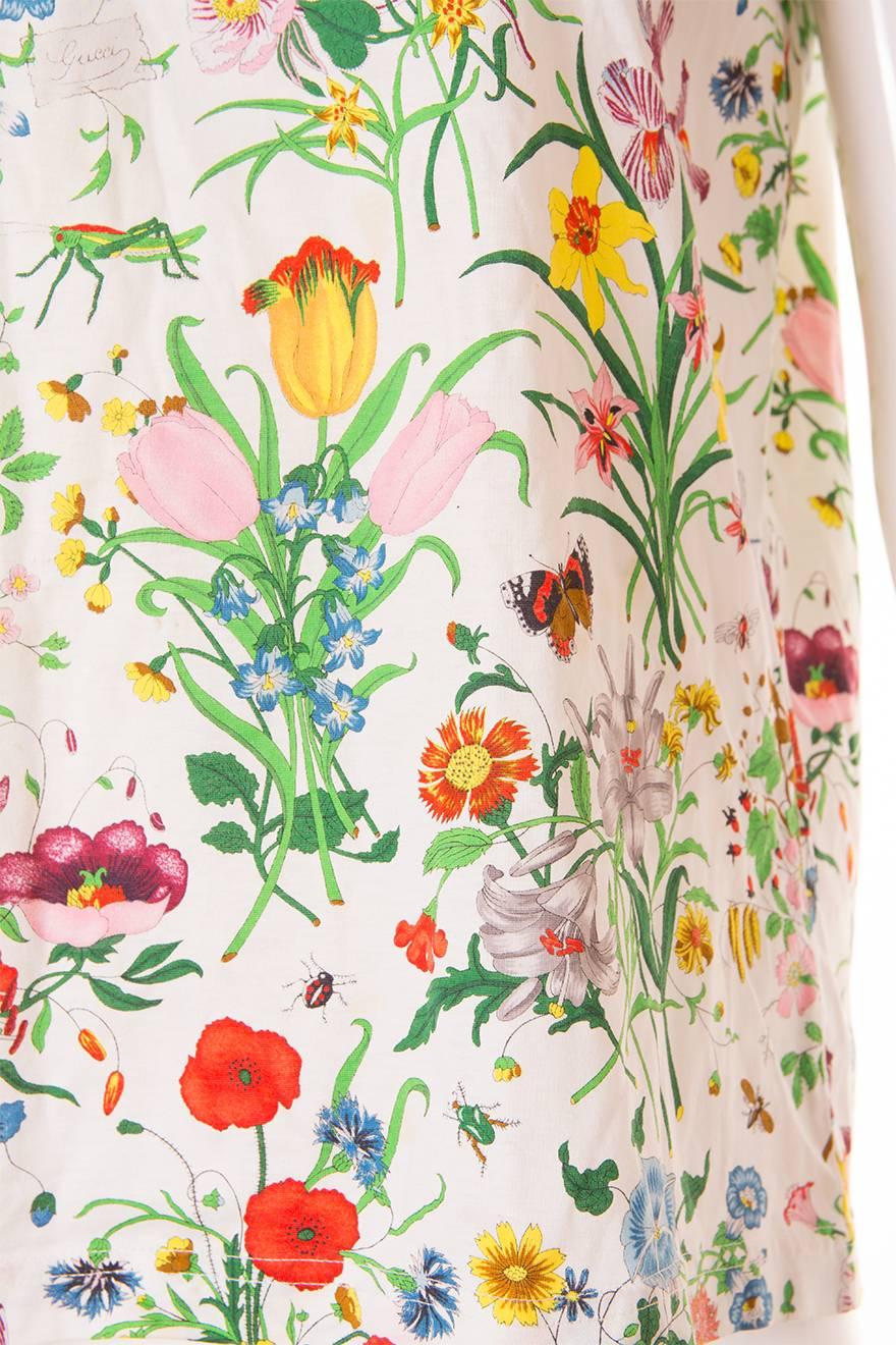 Beige Gucci V. Accornero Flora Print Tshirt