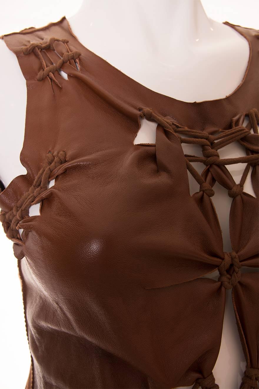 Jean Paul Gaultier Cut out Leather Fringe Dress 1