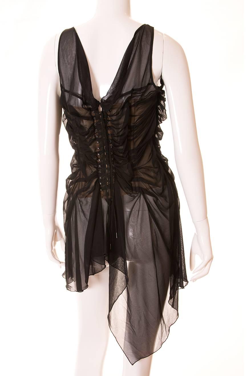 Jean Paul Gaultier Sheer Ruched Corset Top at 1stDibs