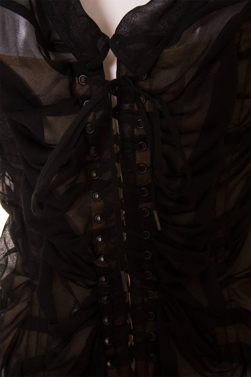 Jean Paul Gaultier Sheer Ruched Corset Top In Excellent Condition In Brunswick West, Victoria