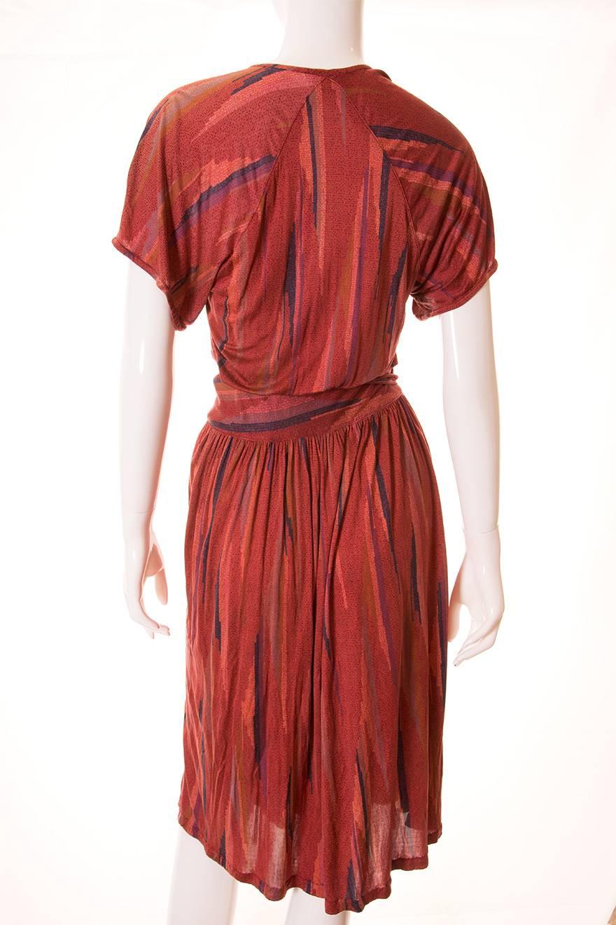 Red 1970s Missoni Silk Plunging Draped Wrap Dress For Sale