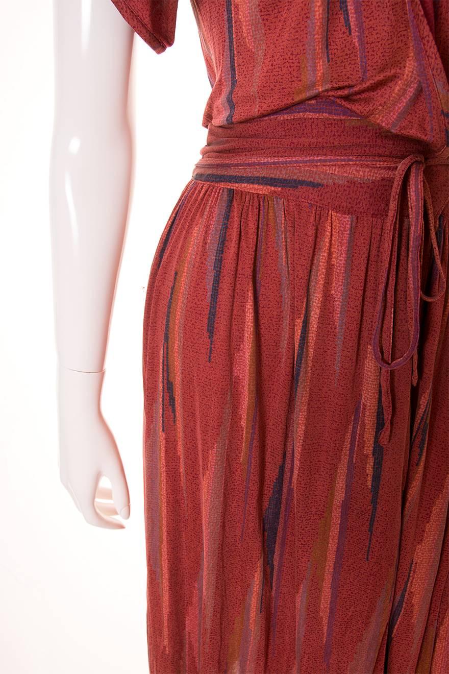 Women's 1970s Missoni Silk Plunging Draped Wrap Dress For Sale
