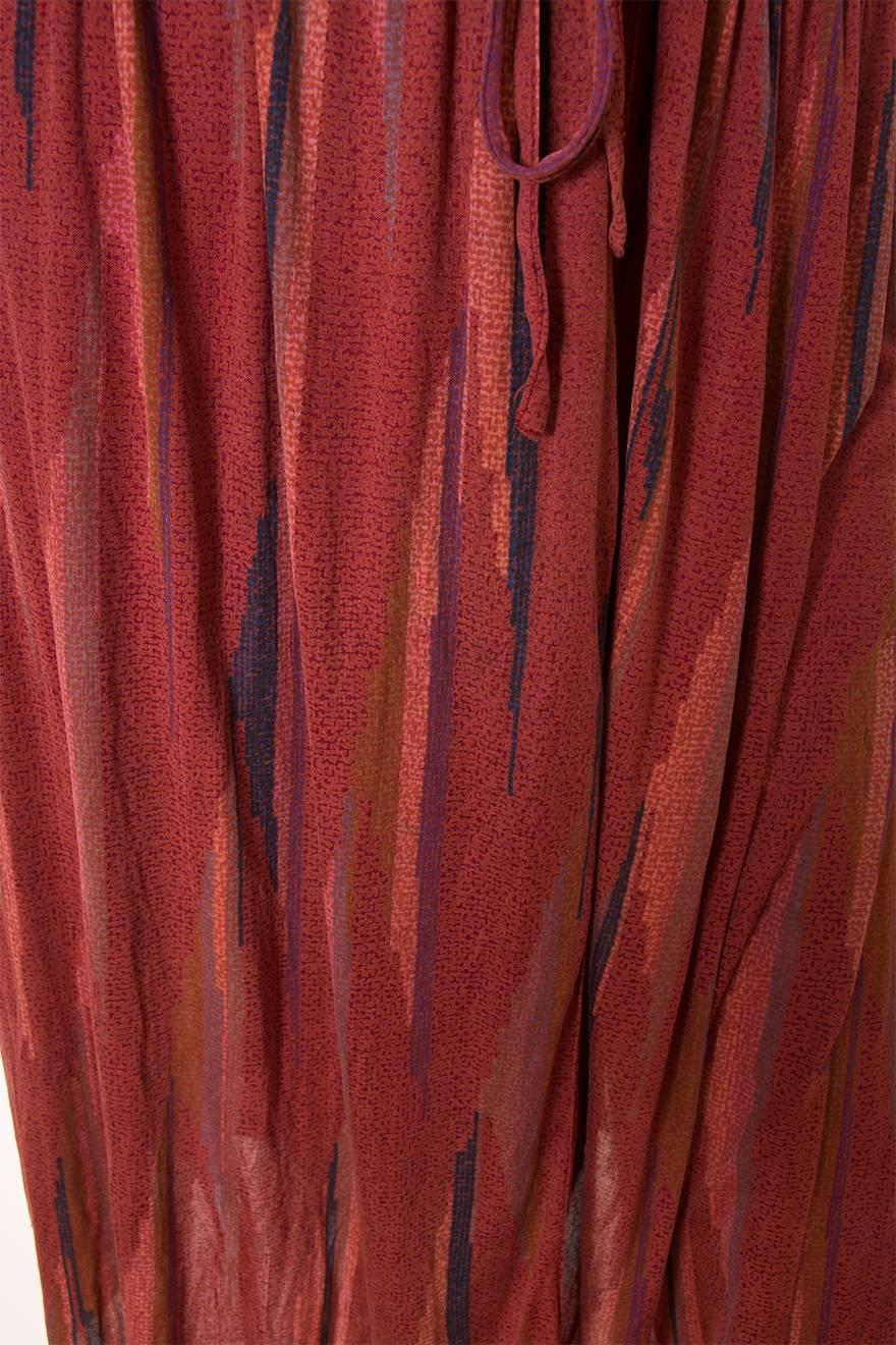 1970s Missoni Silk Plunging Draped Wrap Dress For Sale 1