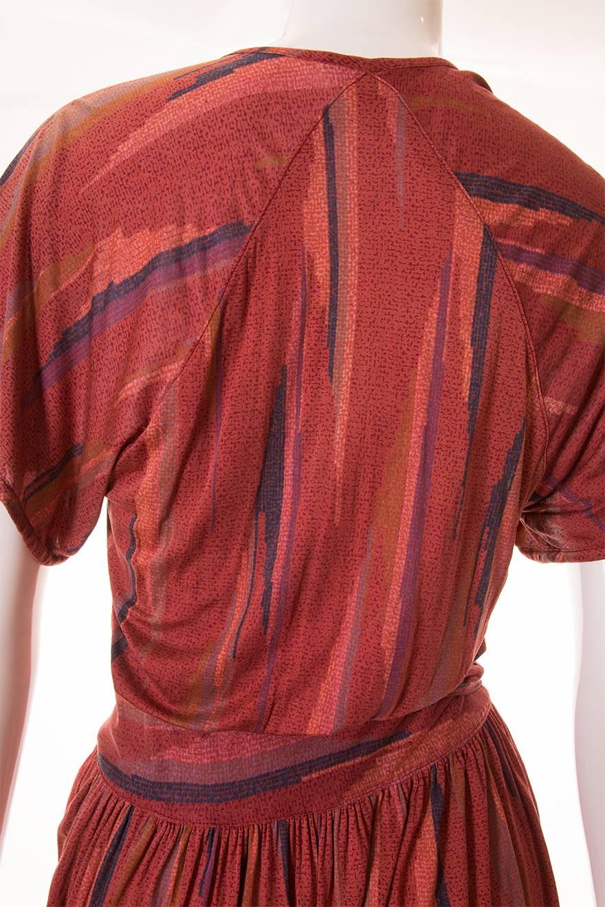 1970s Missoni Silk Plunging Draped Wrap Dress For Sale 2