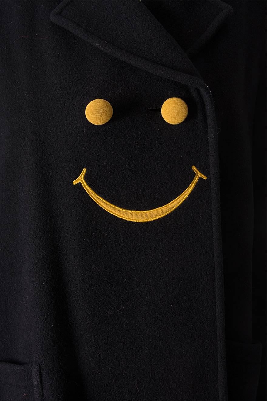 Moschino Smiley Face Pea Coat In Excellent Condition In Brunswick West, Victoria