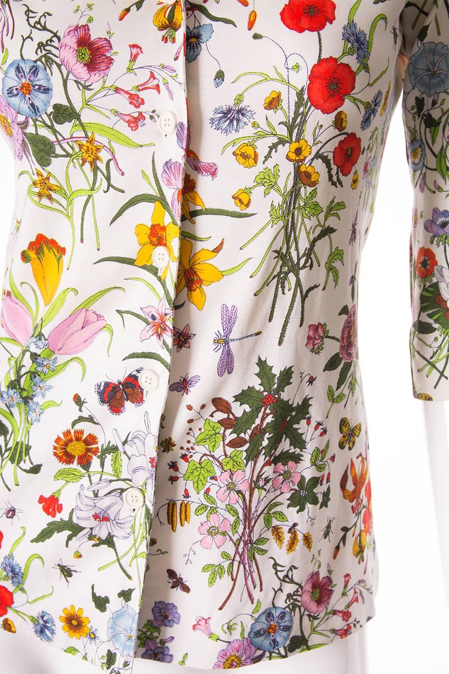 Gucci V. Accornero Iconic Flora Print Shirt For Sale 1