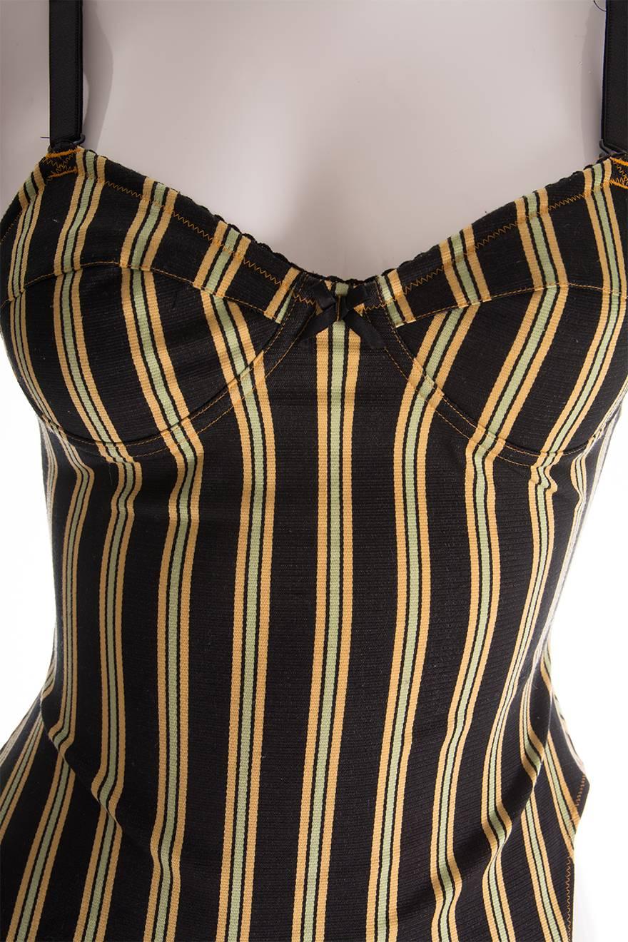 Women's Jean Paul Gaultier Striped Lingerie Inspired Bustier Top