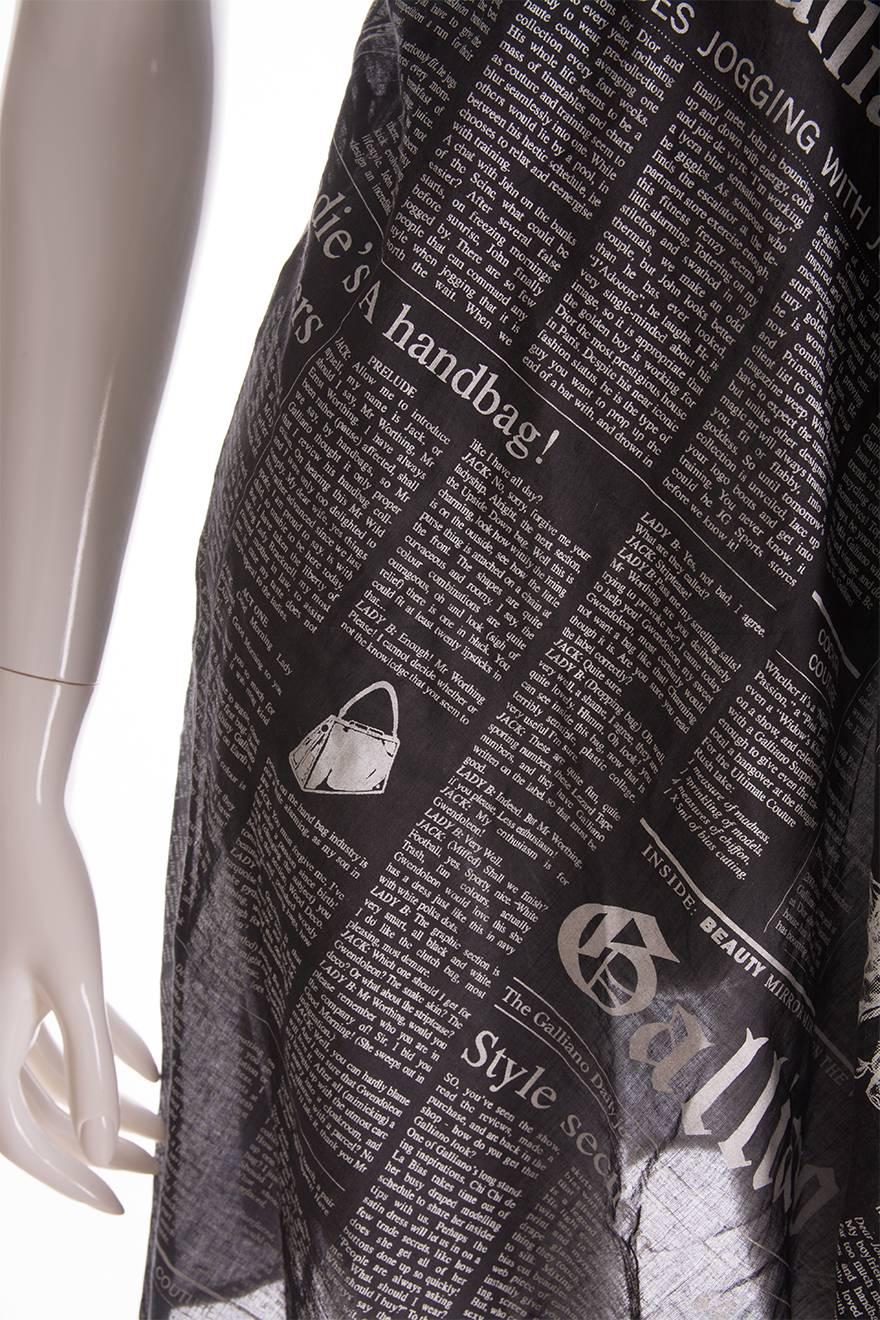 Black Iconic John Galliano Newspaper Print Dress