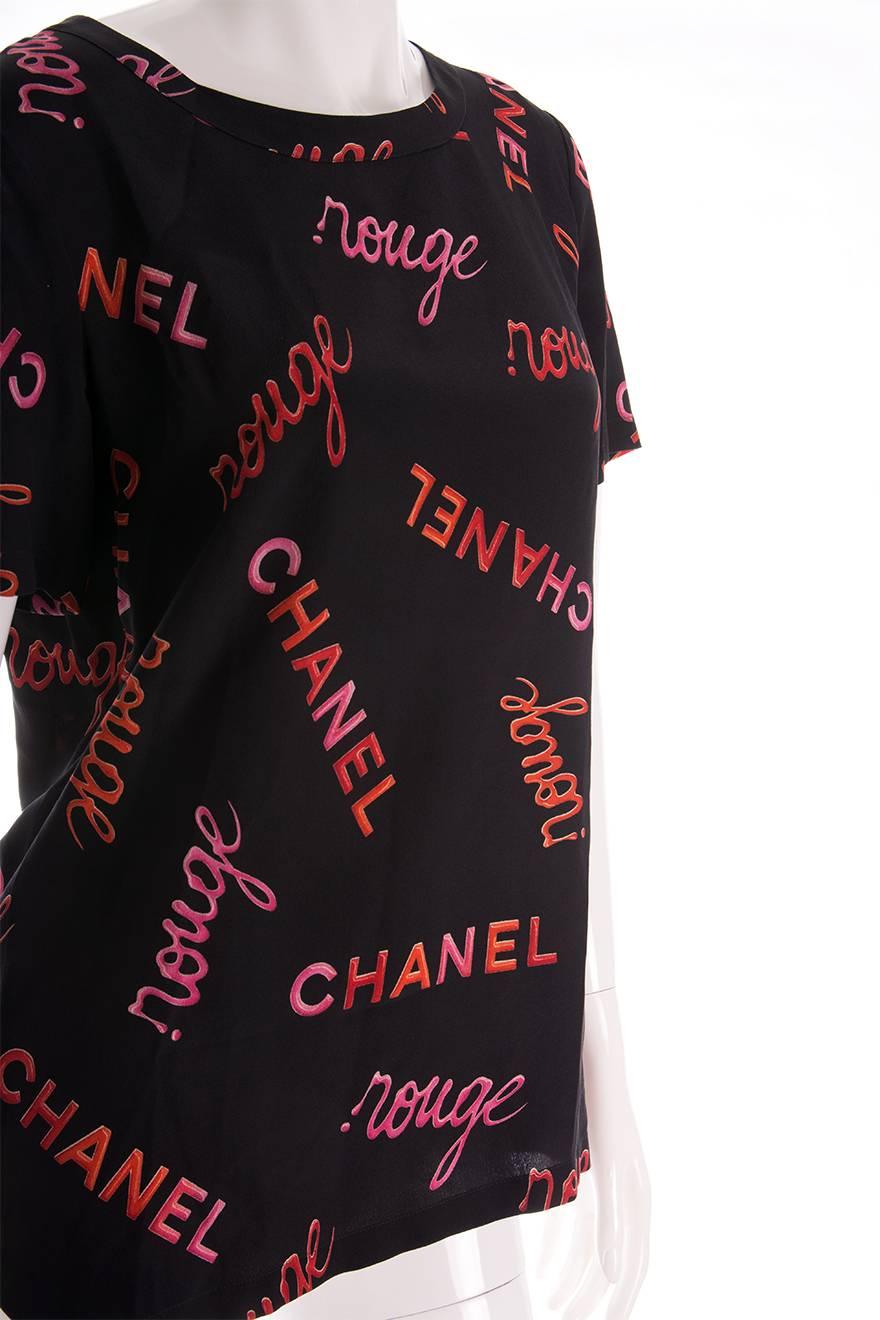 Chanel 96P Rouge Print Top In Excellent Condition In Brunswick West, Victoria
