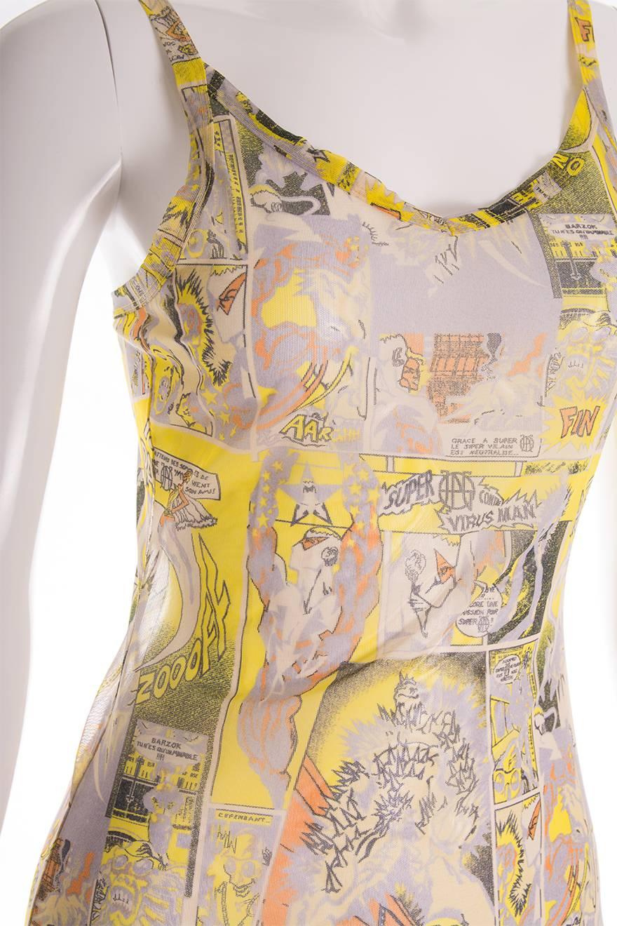 Beige Jean Paul Gaultier 1995 “Virus Man” Comic Book Dress For Sale