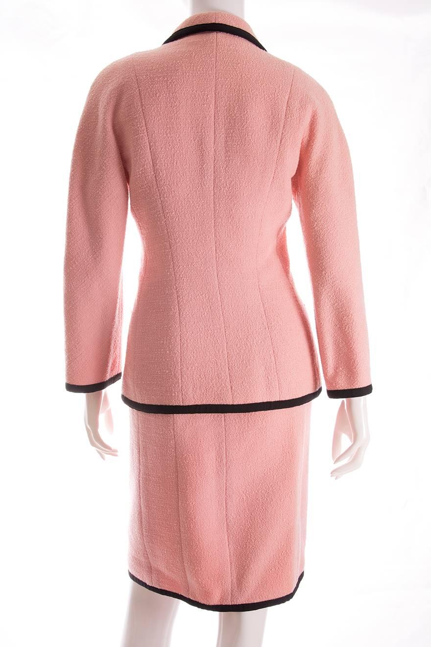 Beige Chanel 1995 Pastel Pink Skirt Suit