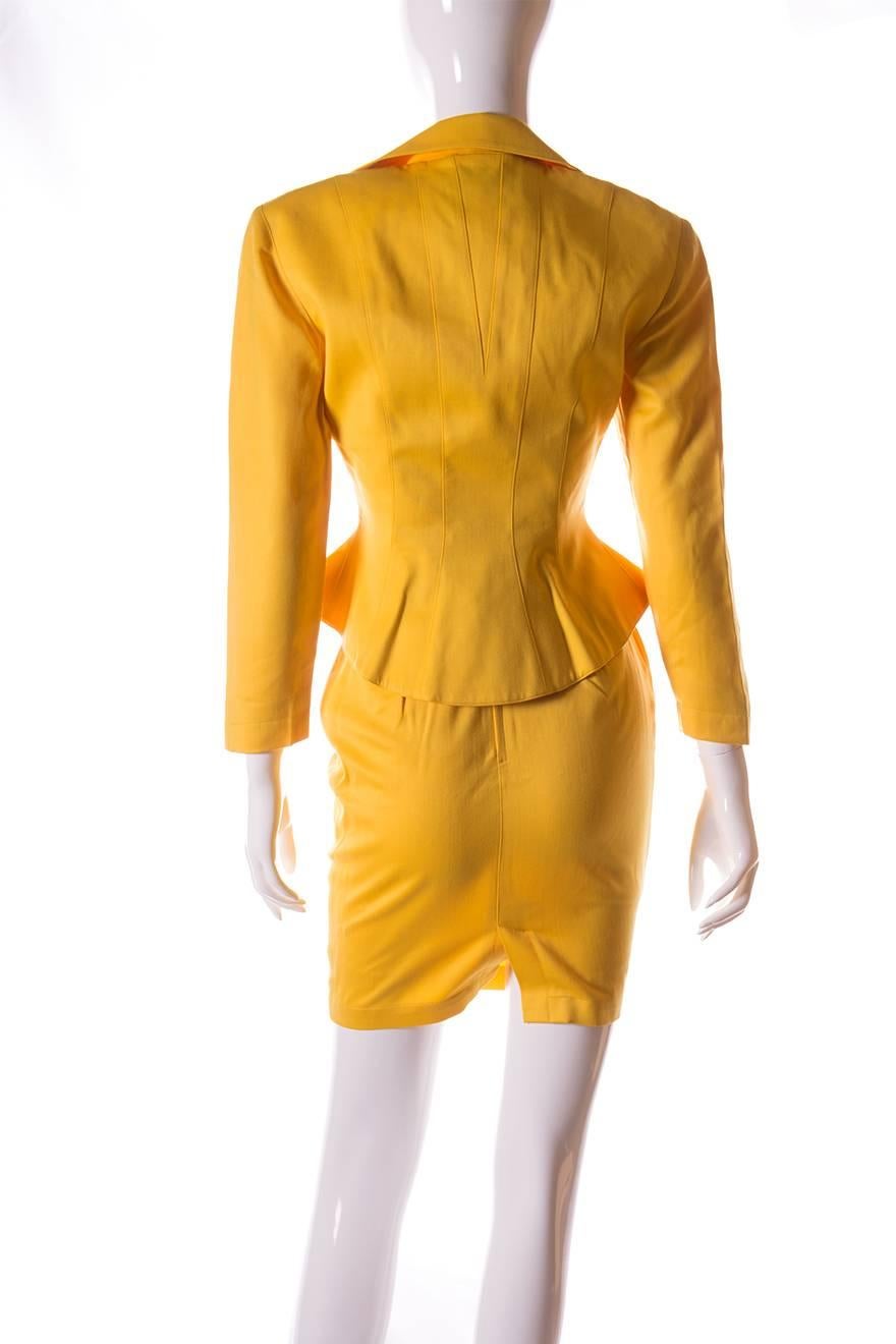 Thierry Mugler Yellow Skirt Suit In Excellent Condition In Brunswick West, Victoria