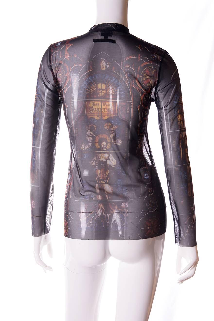 Gray Jean Paul Gaultier Sheer Stained Glass Top