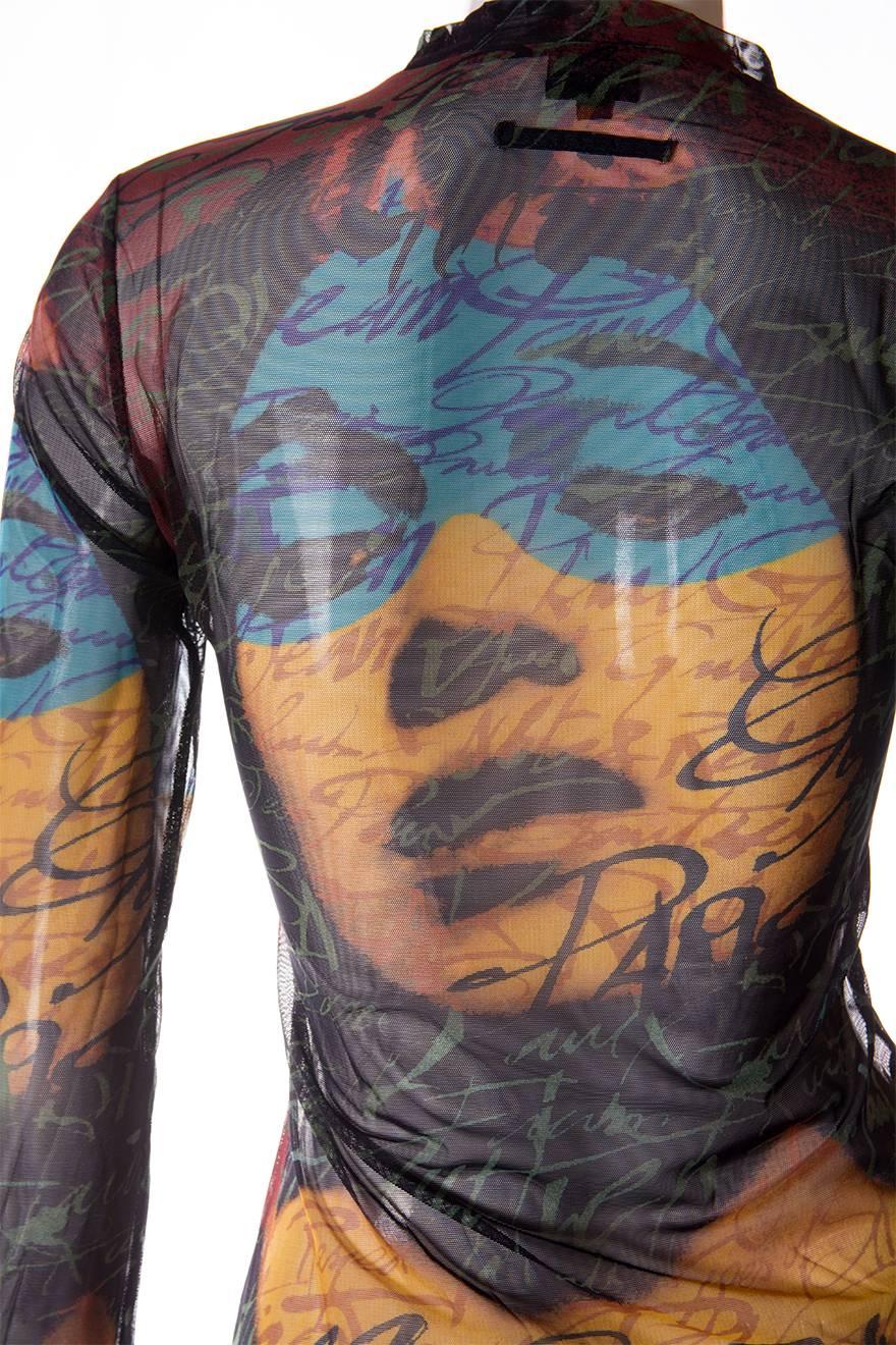 Women's Jean Paul Gaultier Sheer Face Print Top