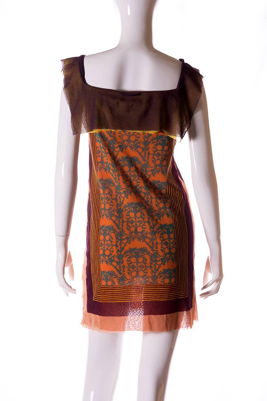 Brown Jean Paul Gaultier Sheer Tribal Dress For Sale