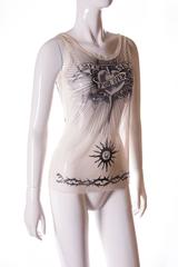 Jean Paul Gaultier 1994 Sheer Tattoo Print Top
