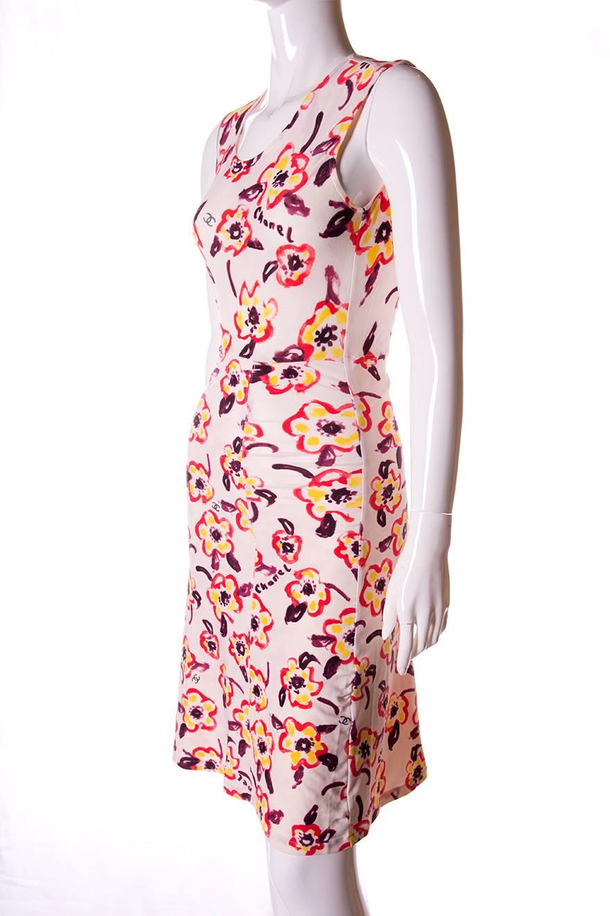 Women's Chanel 1996 Iconic Camellia Print Dress For Sale