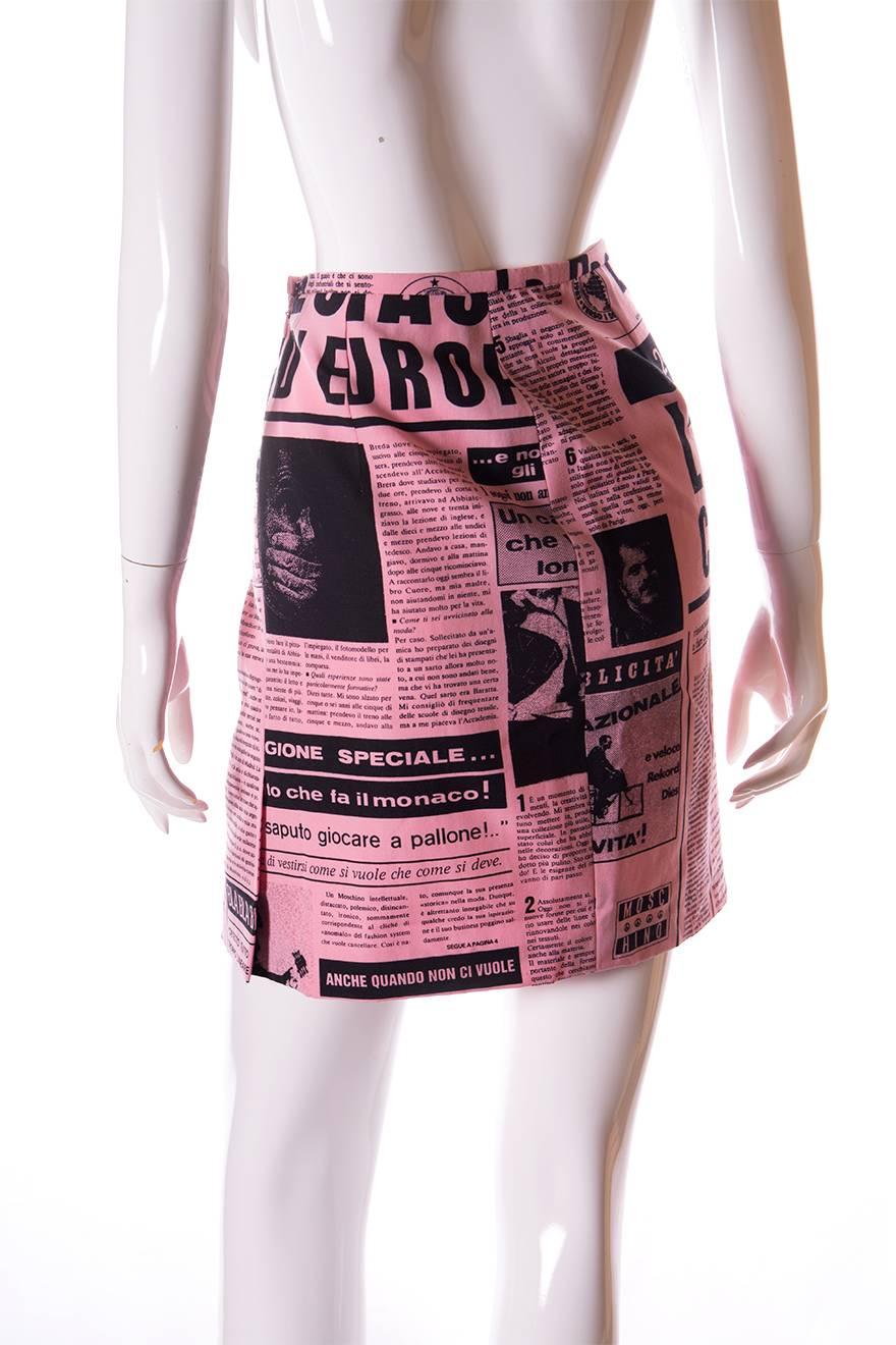 Women's Moschino Couture 1983 Newspaper Print Skirt