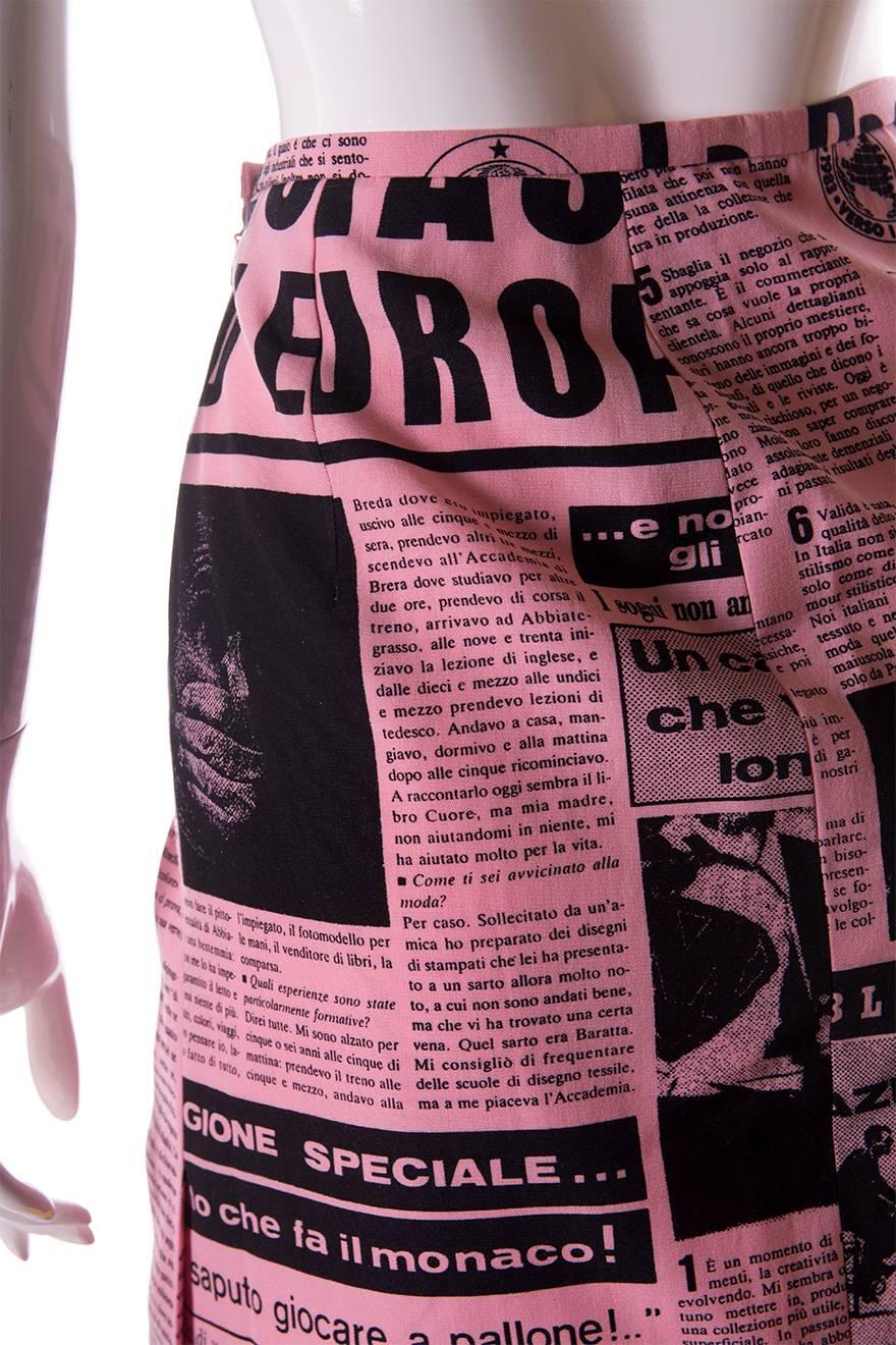 Moschino Couture 1983 Newspaper Print Skirt 1