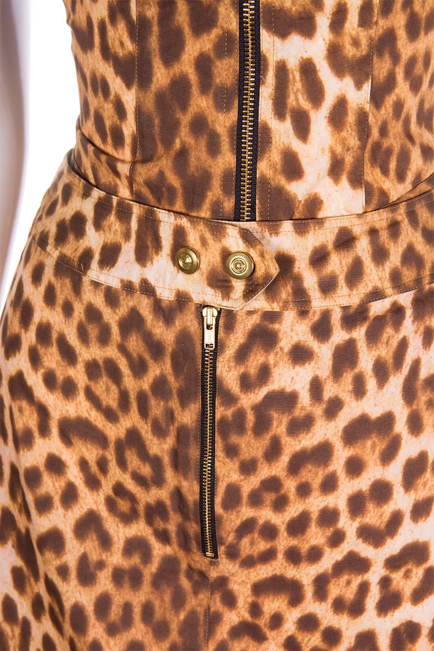 Brown Jean Paul Gaultier Leopard Print Bustier and Skirt Set