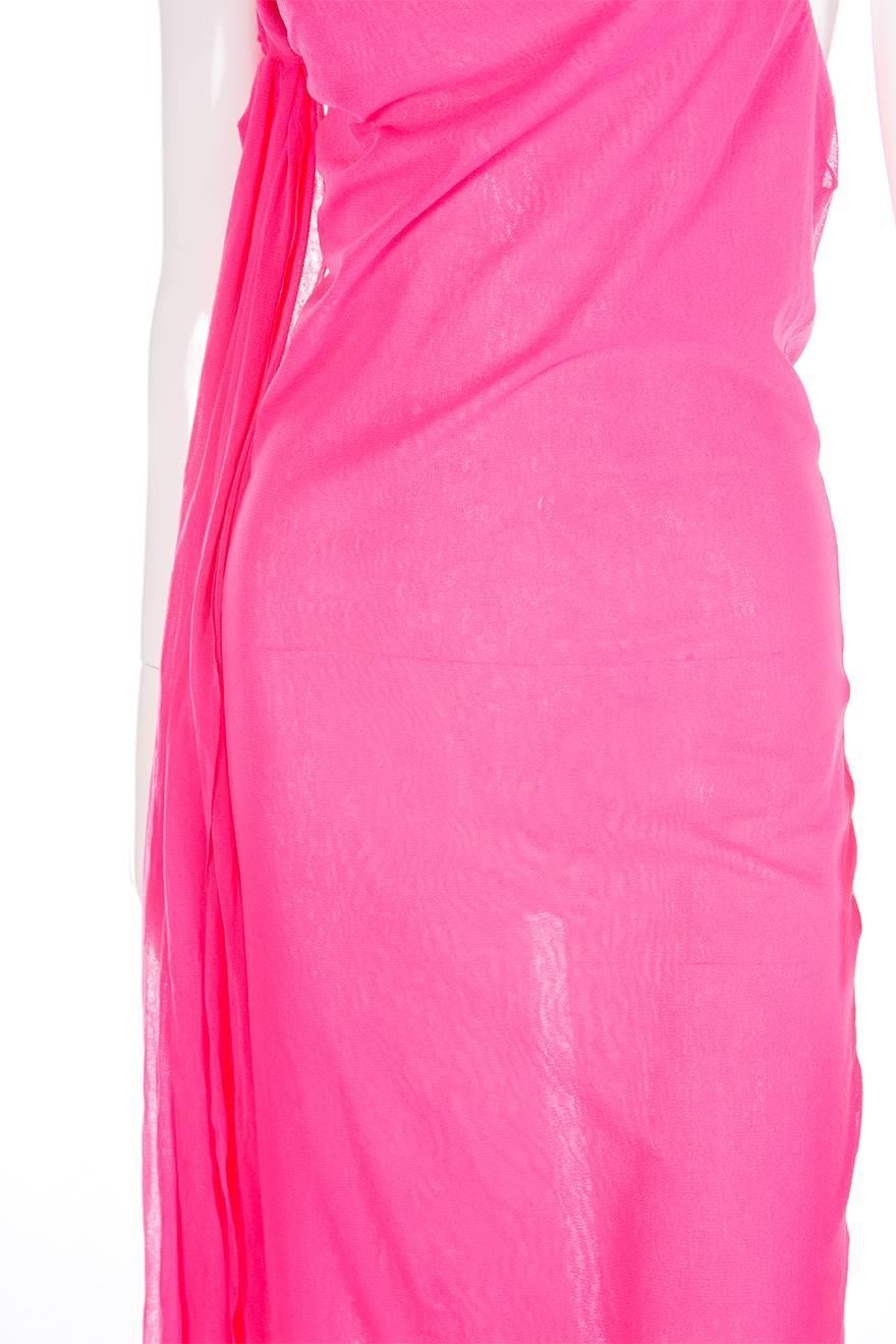 Jean Paul Gaultier Sheer Hot Pink One Shoulder Dress 1