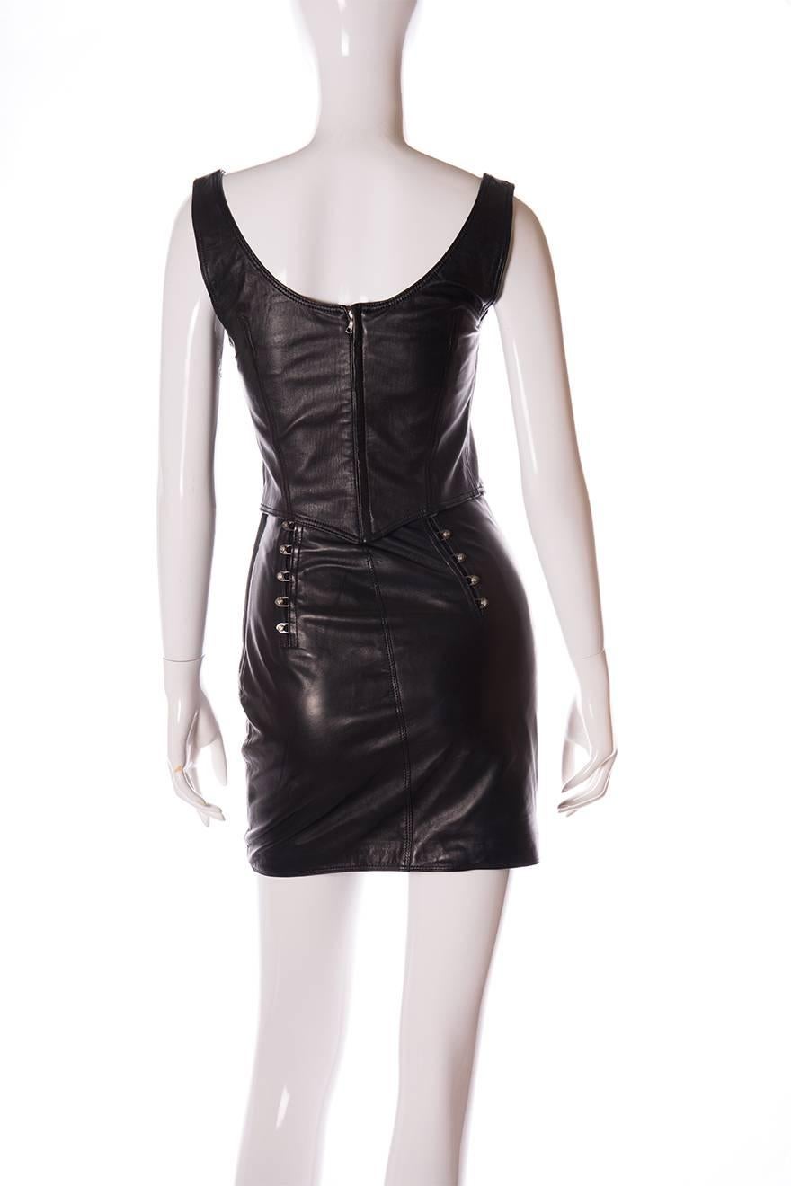 Gianni Versace Bondage Leather Skirt and Top Set 1