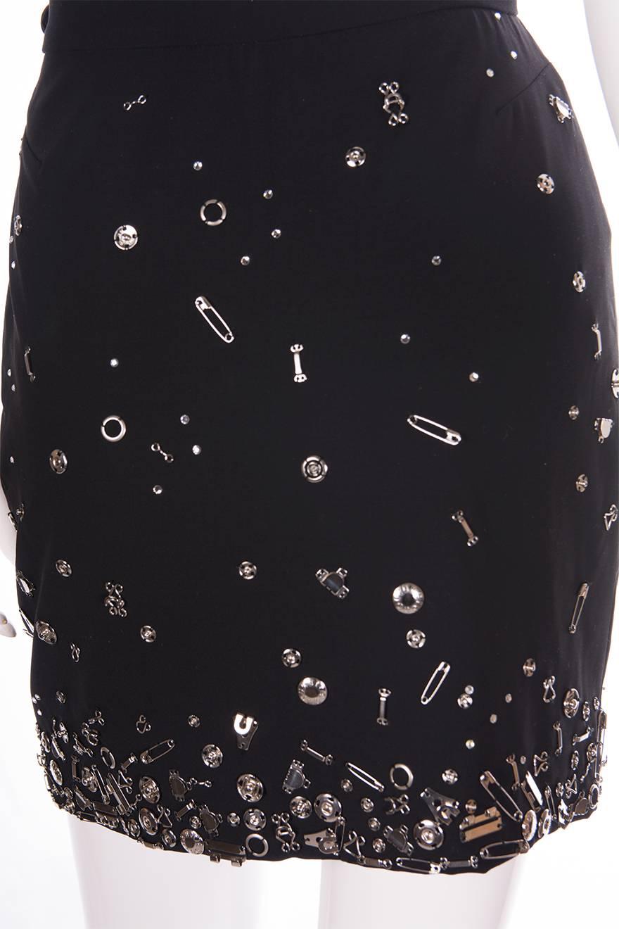 Black Moschino Couture Safety Pin Skirt For Sale