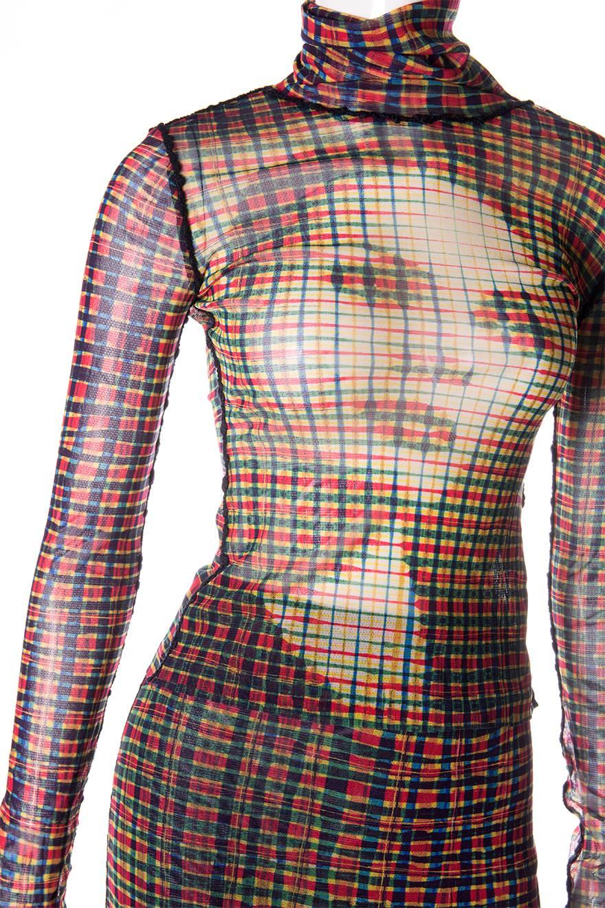 Women's Jean Paul Gaultier Sheer Face Print Top and Skirt Set