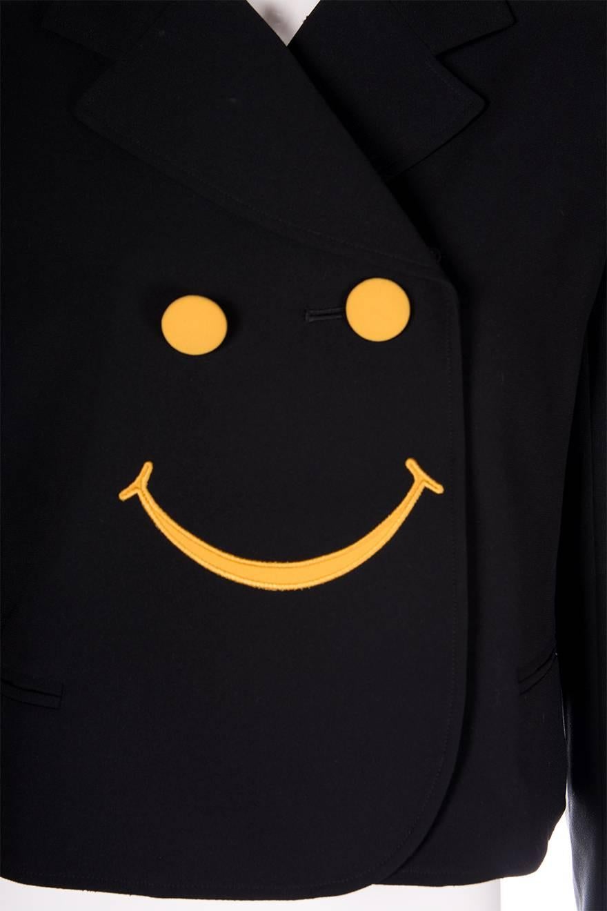 Moschino Smiley Face Cropped Jacket In Excellent Condition In Brunswick West, Victoria