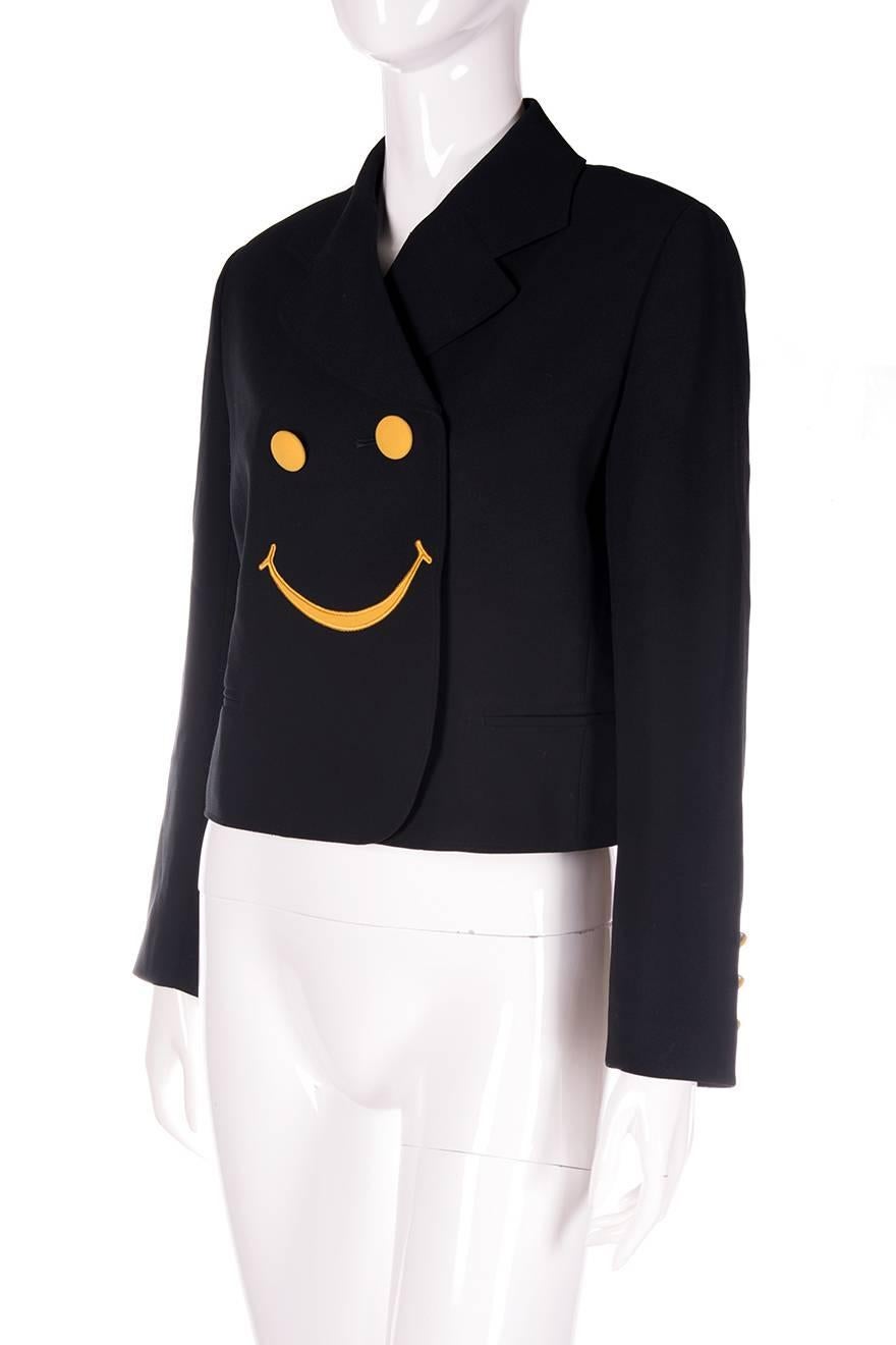 Women's Moschino Smiley Face Cropped Jacket