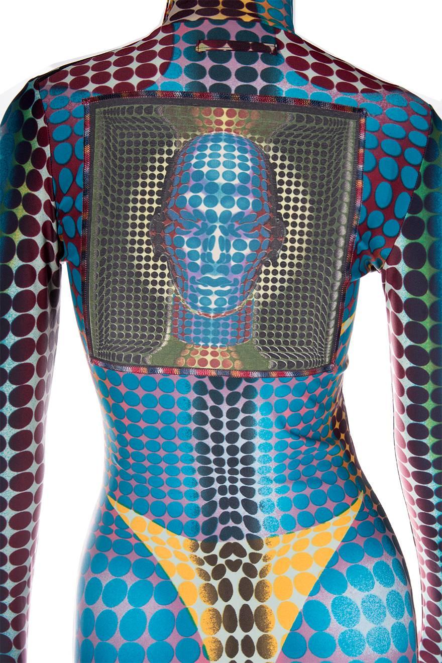 Blue Jean Paul Gaultier 1996 Cyberbaba Op Art Dress