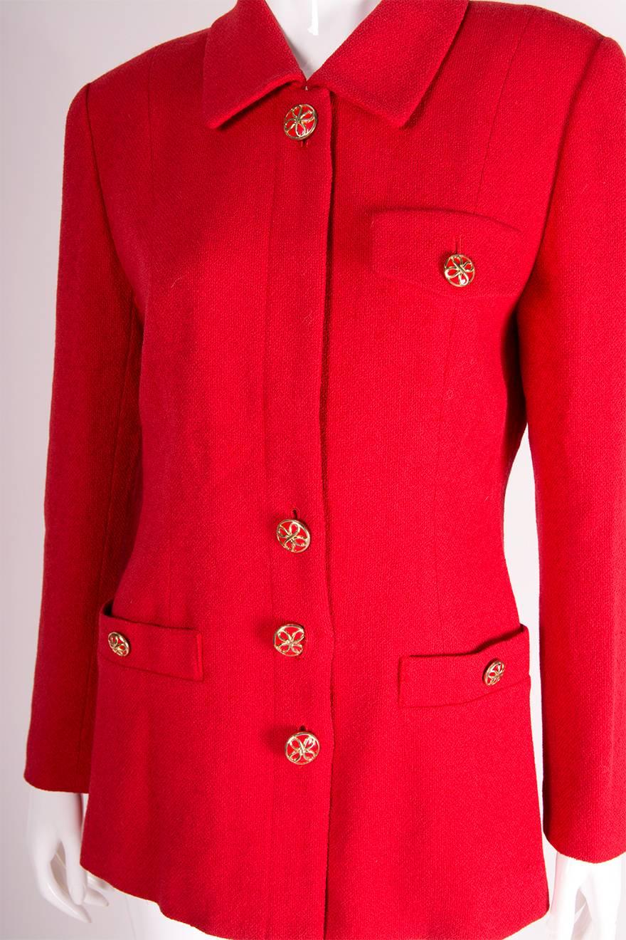 Karl Lagerfeld Classic Red Blazer In Excellent Condition For Sale In Brunswick West, Victoria