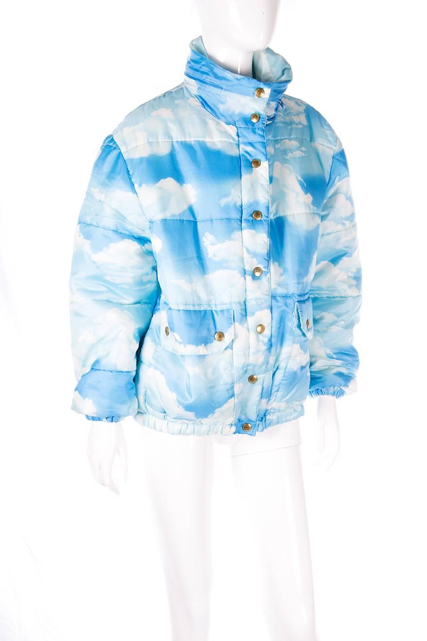 Moschino Cloud Print Puffer Jacket In Excellent Condition In Brunswick West, Victoria