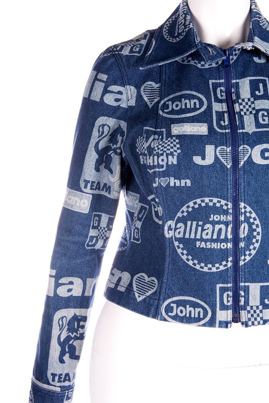 John Galliano Iconic Formula 1 Logo Denim Jacket In Excellent Condition In Brunswick West, Victoria