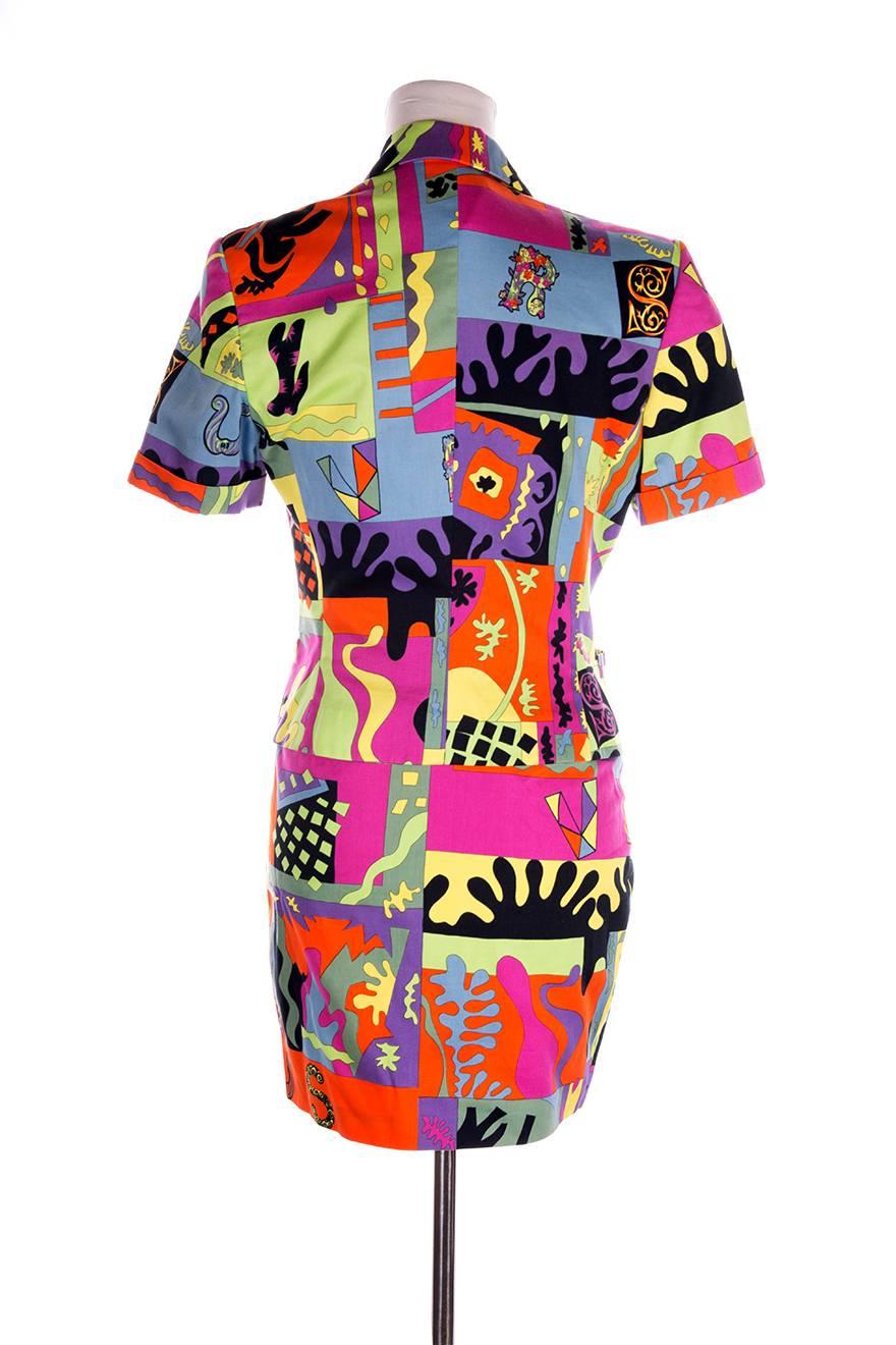 Women's Versus Gianni Versace Neon Fluoro Print Skirt Suit