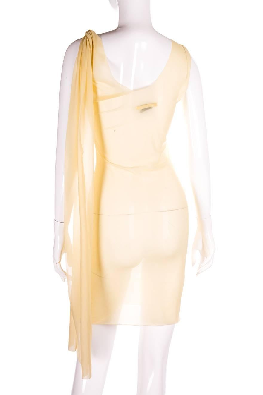 Jean Paul Gaultier 'Fragile' Sheer Shoulder Tie Dress In Excellent Condition In Brunswick West, Victoria