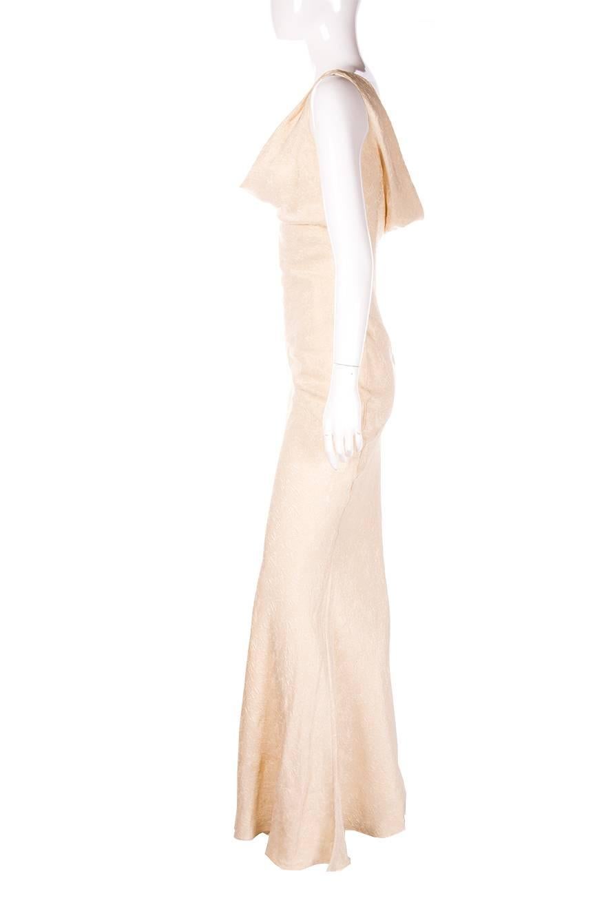 Women's John Galliano Brocade Cream Cowl Neck Gown