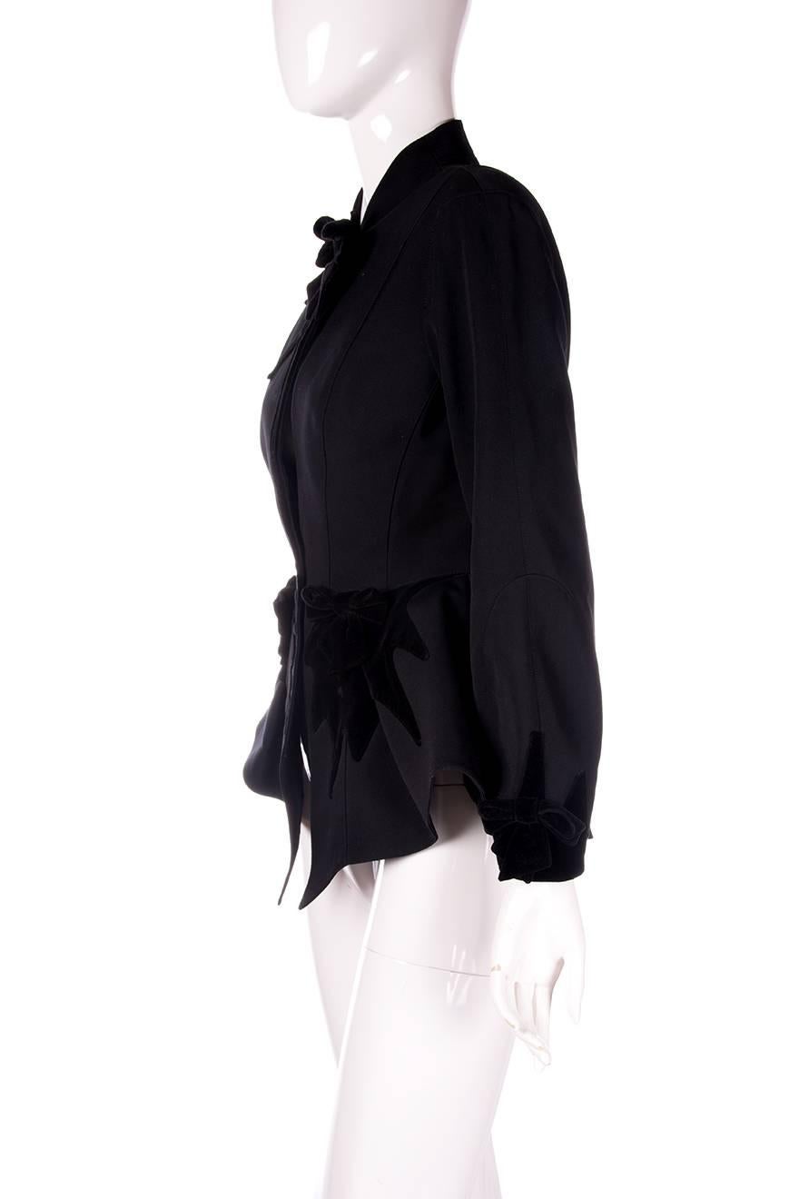 Black Thierry Mugler 80s Velvet Sculptural Jacket