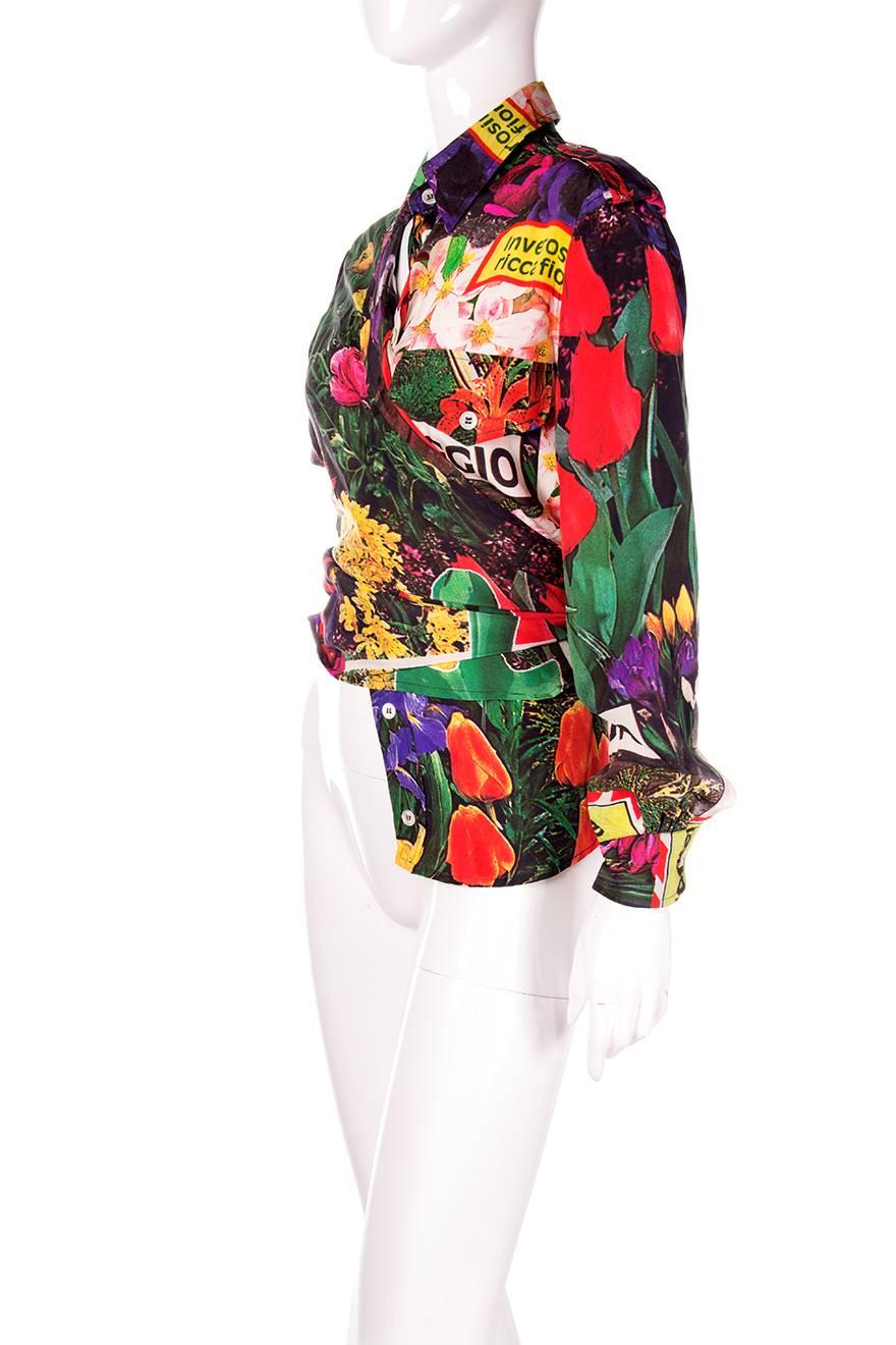 Ultra rare floral shirt by Moschino Couture.  The label on this piece is 