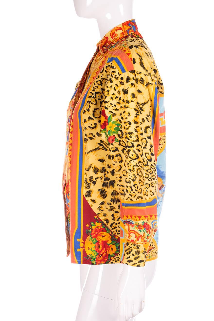 Orange Versus Gianni Versace Angel Leopard Print Shirt