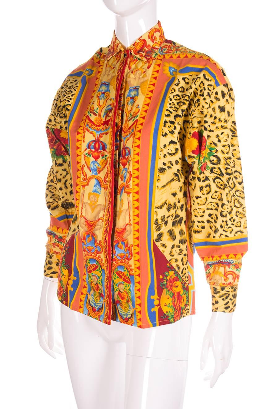 Versus Gianni Versace Angel Leopard Print Shirt In Excellent Condition In Brunswick West, Victoria