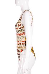 Gianni Versace Vintage Baroque and Butterfly Print Backless Swimsuit