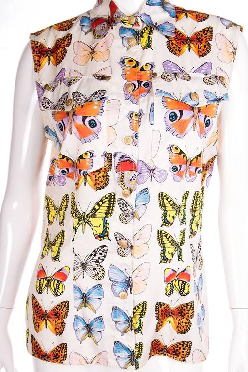 Gianni Versace S/S 1995 Butterfly Print Top at 1stDibs