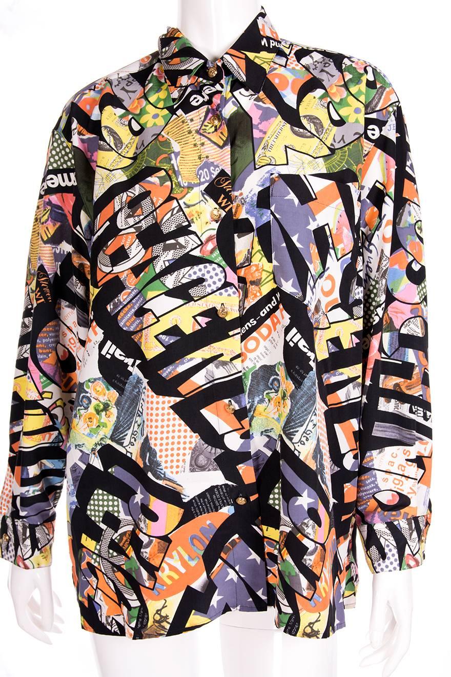 Beige Moschino Jeans Happy Mondays Peter Saville Print Shirt