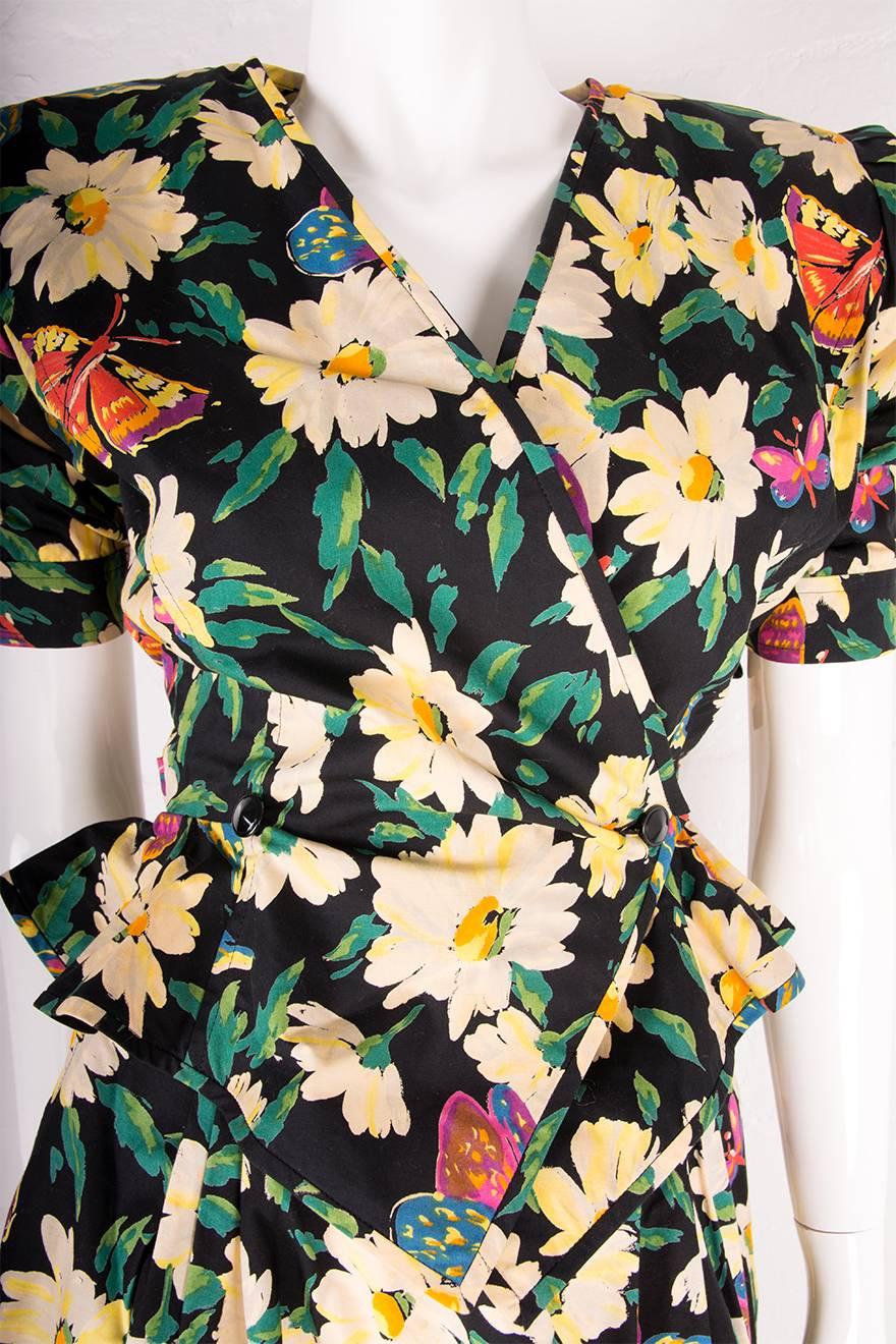 Women's Ungaro Floral Butterfly Puff Sleeve Skirt Set